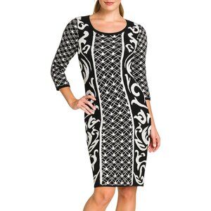 Sweater Dress Baroque Monochrome Bodycon Statement Cocktail Black White Small